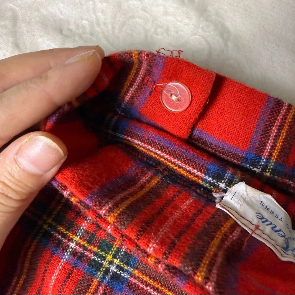 Vintage Red Tartan Pleated Maxi Skirt - Picture 6 of 6